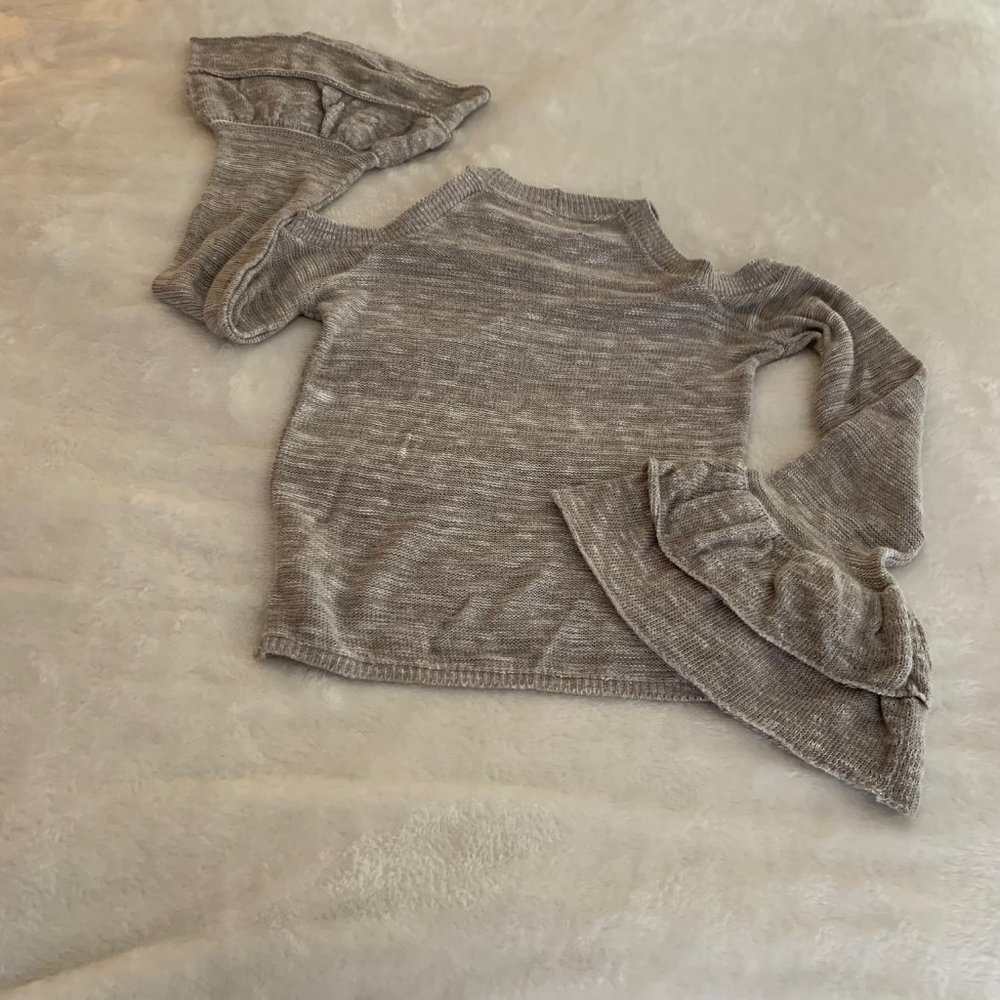 Express Gray Marled Cold Shoulder Double Bell Cuf… - image 8